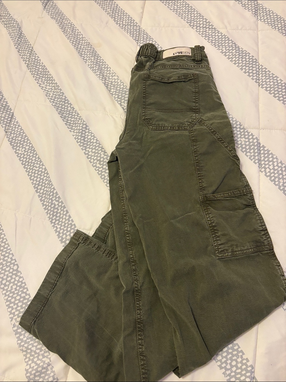 Lovegen Military-Style Olive Cargo Pants